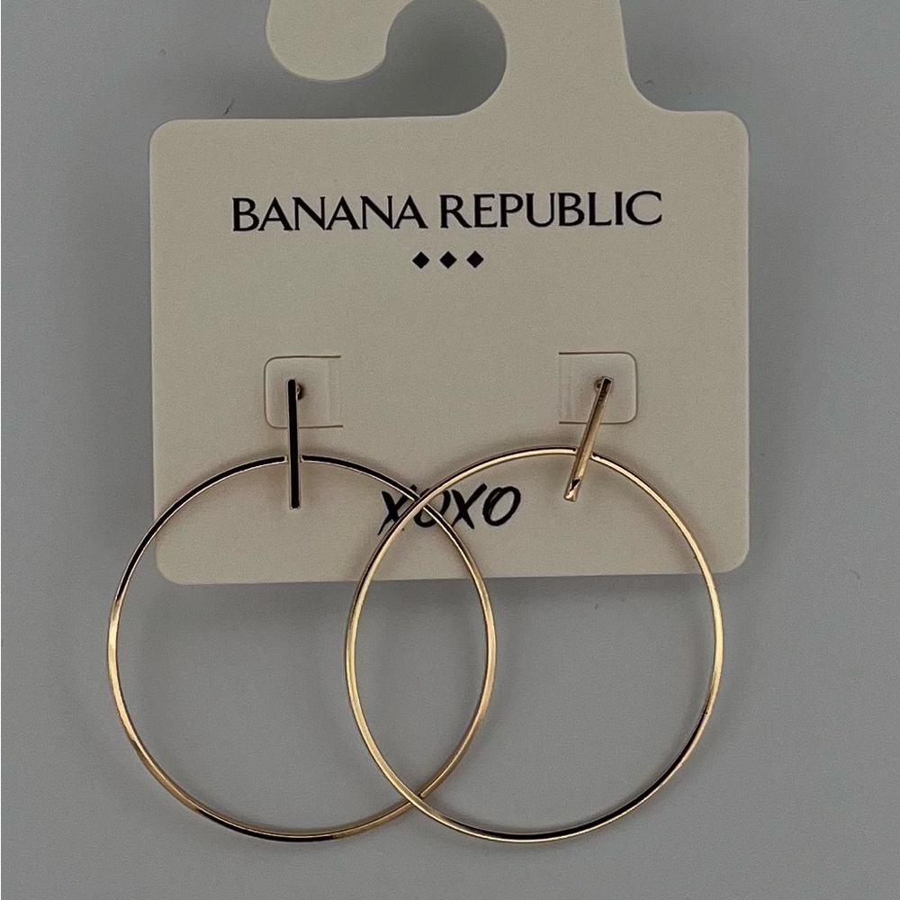 Banana Republic Gold Bar Minimalist Hoop Earrings